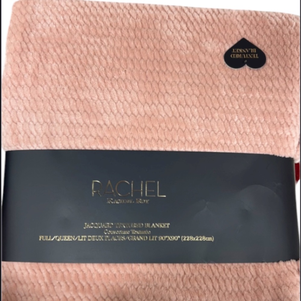 Rachel Roy Lightweight Pink Textured Full/Queen Blanket 90”x90”